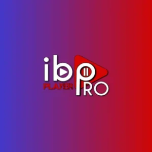 Czarno-białe logo z ikoną odtwarzania, symbolizującą dynamiczny charakter aplikacji IBO Player Pro.

