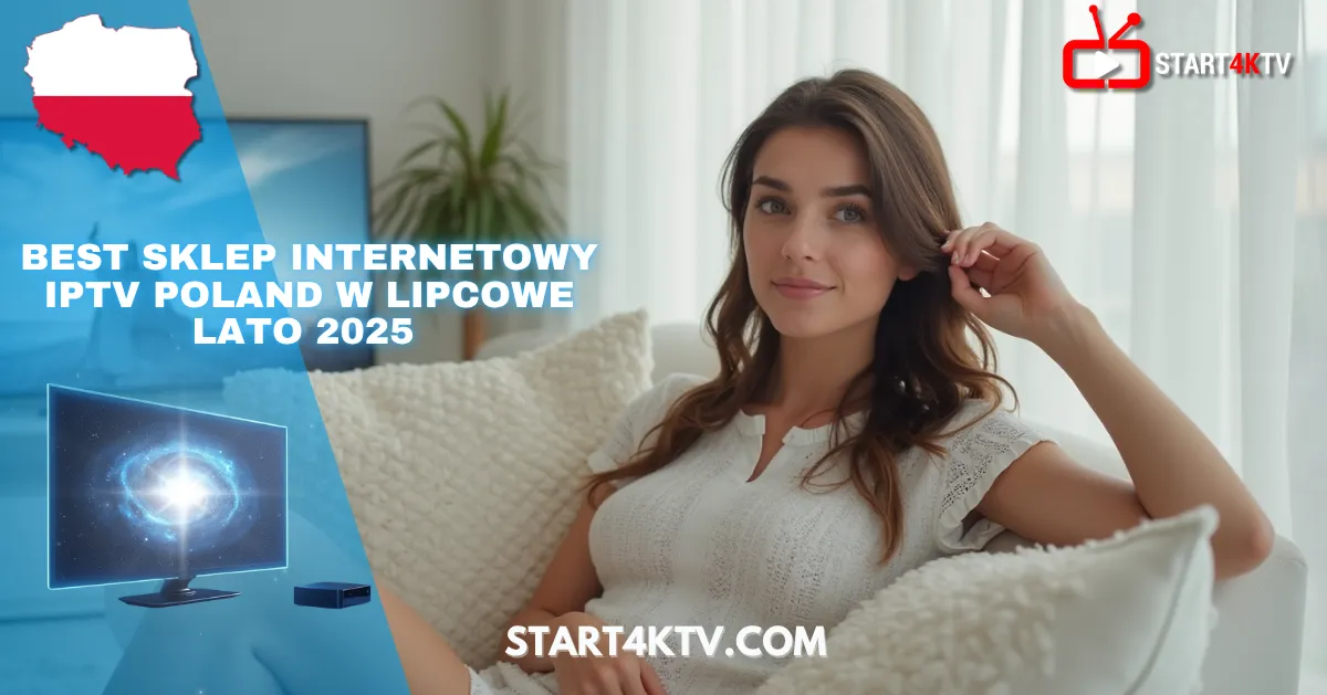 Młoda kobieta relaksująca się w domu latem 2025 roku z IPTV Poland 2025 — najlepszy sklep internetowy z polskim IPTV.